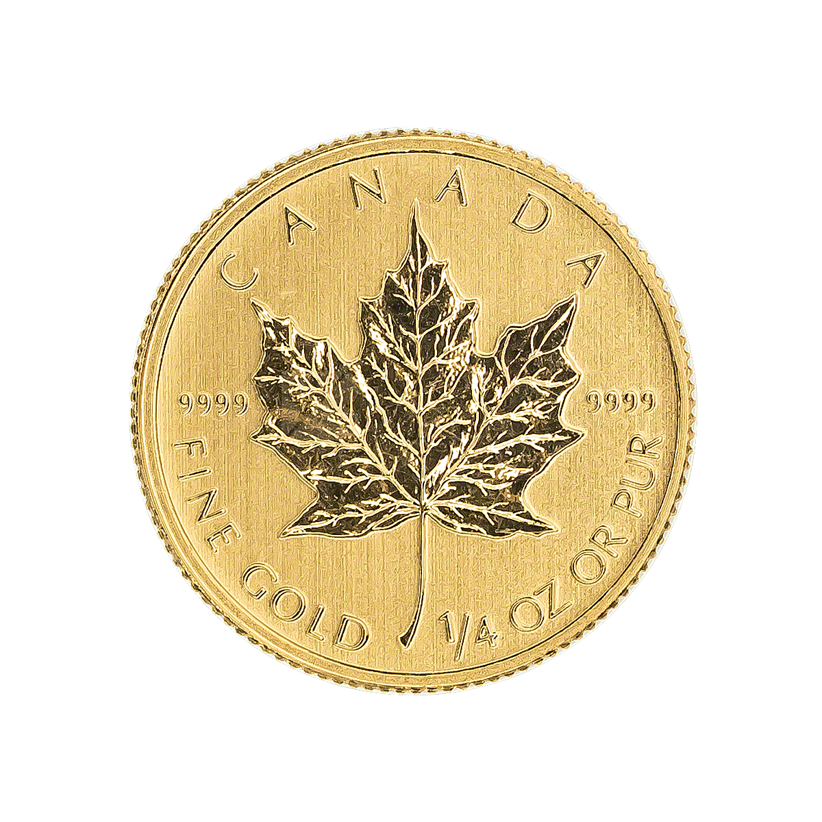 RCM CANADIAN MAPLE LEAF COIN, RANDOM YEAR, GOLD, 1/4OZ