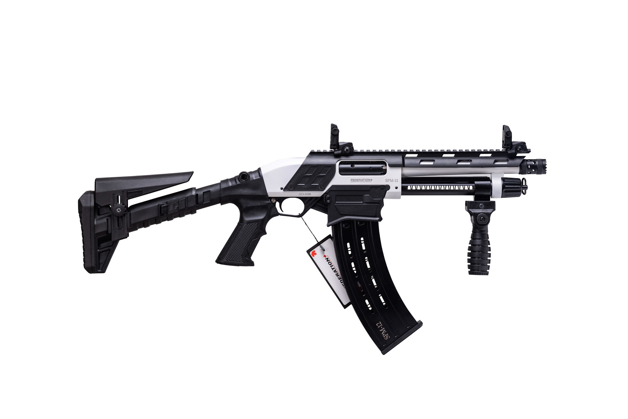 FEDERATION FIREARMS SPM-12 PUMP SHOTGUN, 12 GA, 9" BARREL, WHITE
