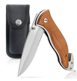 MAXAM ROSTFREI FOLDIING SURVIVAL KNIFE, SS, WOOD HANDLES