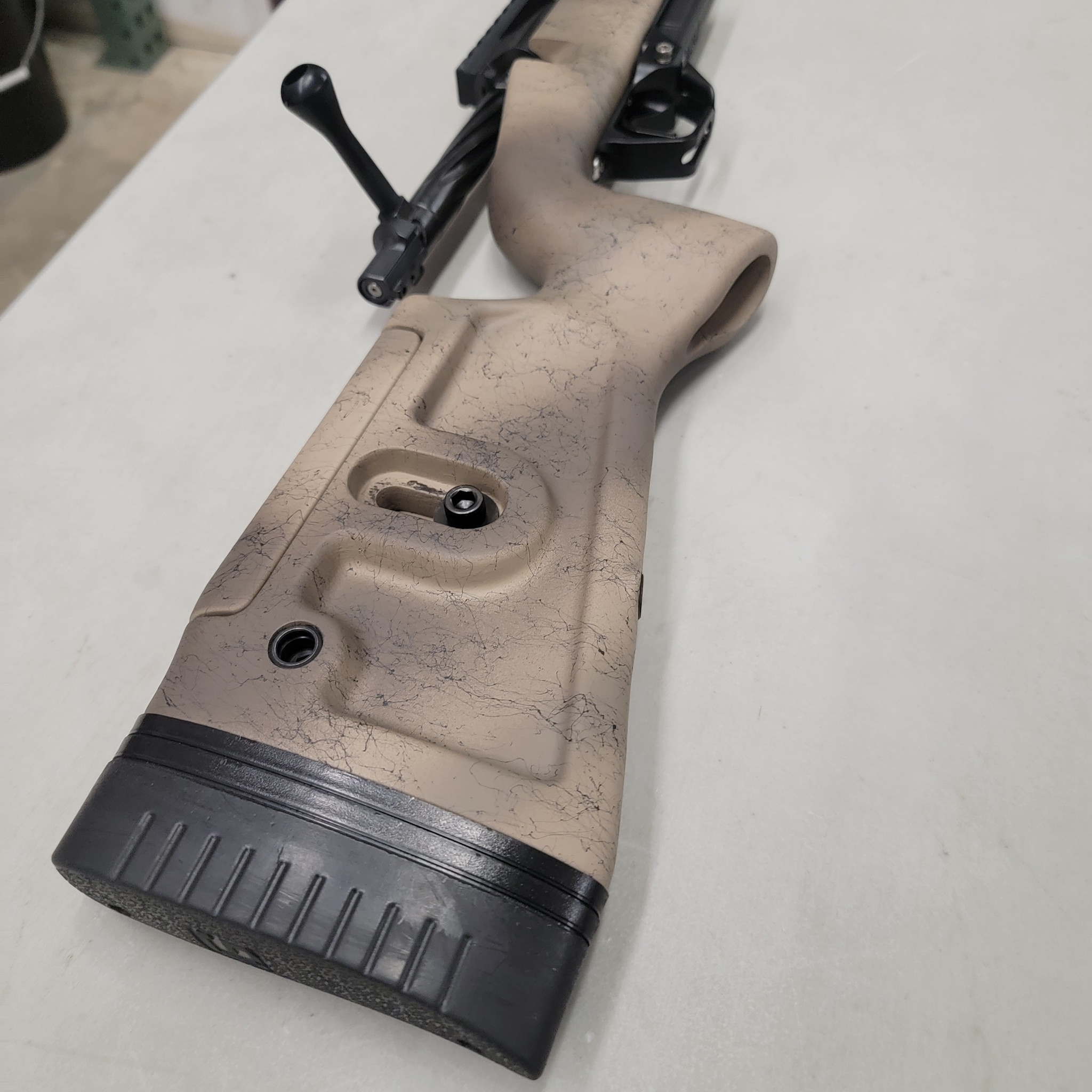 DOMINION OUTDOORS CUSTOM RIFLE BUILDS, 7MM PRC LONG RANGE HUNTING RIFLE, KS ARMS LA3RL 3-LUG ACTION, 26” KS SS 8T #6 BARREL, GRAYBOE PHOENIX 2 DESERT CAMO STOCK, MDT HUNTING BOTTOM METAL, TRIGGER TECH SPECIAL FLAT, SRS TI PRO 3 BRAKE