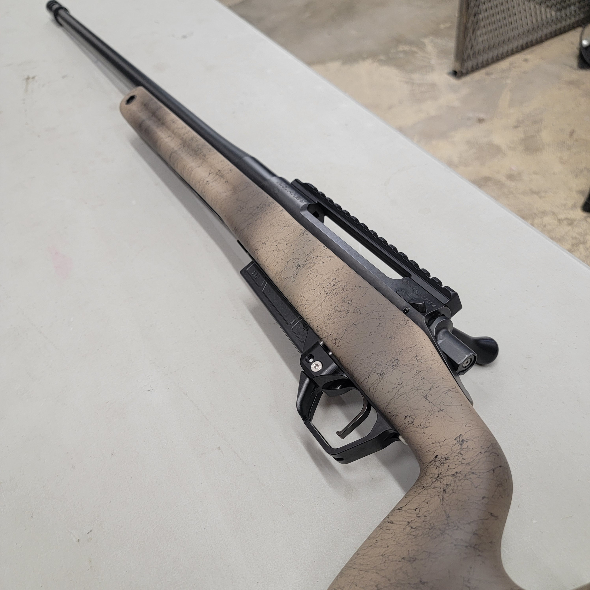 DOMINION OUTDOORS CUSTOM RIFLE BUILDS, 7MM PRC LONG RANGE HUNTING RIFLE, KS ARMS LA3RL 3-LUG ACTION, 26” KS SS 8T #6 BARREL, GRAYBOE PHOENIX 2 DESERT CAMO STOCK, MDT HUNTING BOTTOM METAL, TRIGGER TECH SPECIAL FLAT, SRS TI PRO 3 BRAKE