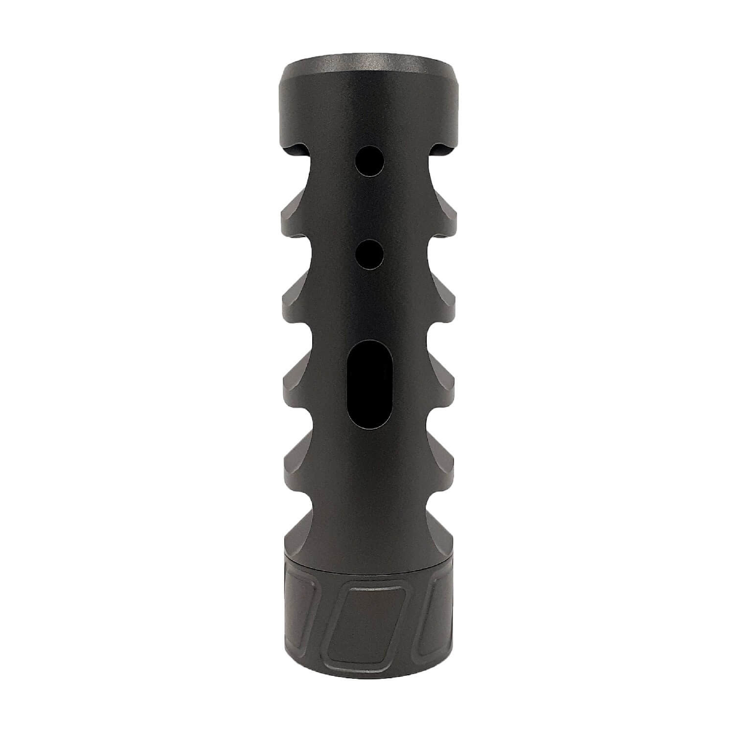 SPEARHEAD MACHINE 5 PORT JUNCTION SELF TIMING MUZZLE BRAKE, 5/8-24, 30 CAL, BLACK NITRIDE
