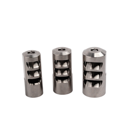SALMON RIVER SOLUTIONS SRS TI PRO 3 SELF TIMING MUZZLE BRAKE, 6.5MM, 5/8-24, .860", .860" NUT, POLISHED