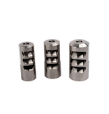 SALMON RIVER SOLUTIONS SRS TI PRO 3 SELF TIMING MUZZLE BRAKE, 6.5MM, 5/8-24, .990", .990" NUT, POLISHED