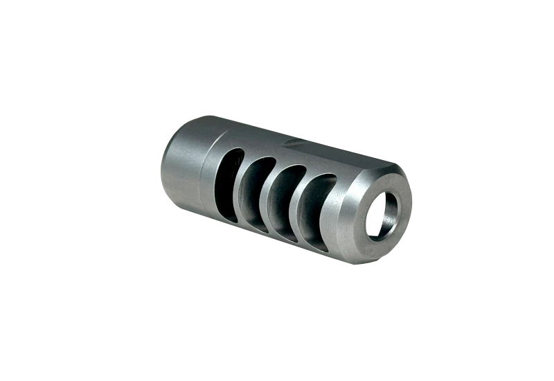 ARROWHEAD 4-PORT SELF-TIMING MUZZLE BRAKE, 45 CAL, BLASTED SS, 3/4-24