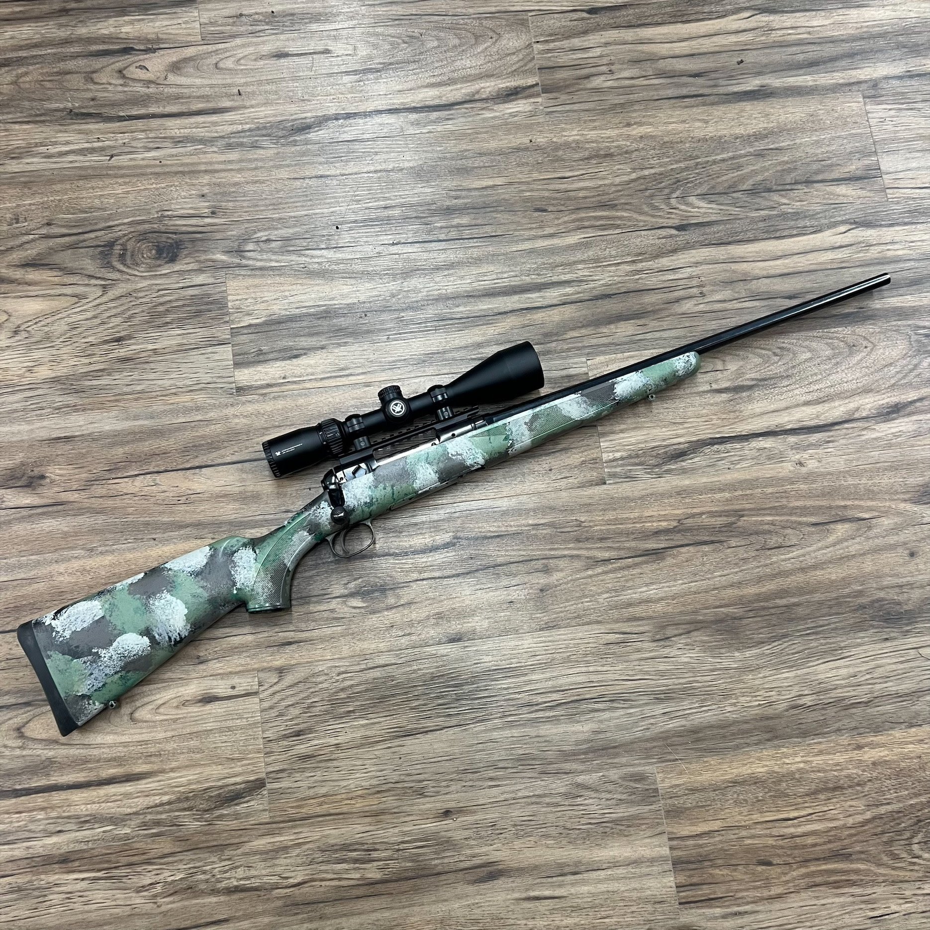 SAVAGE SAVAGE MODEL 11 RIFLE, 243 WIN, SPRAY PAINTED, W/ VORTEX CROSSFIRE II 3-9X50 V-PLEX RETICLE, PRE-OWNED
