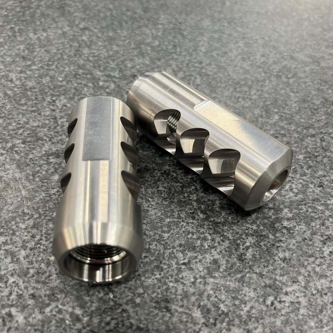 SALMON RIVER SOLUTIONS SRS LEVER ACTION BRAKE, TI, 45 CAL, 5/8-24, POLISHED