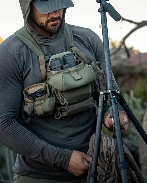 EBERLESTOCK BRAVO MODULAR BINO PACK HARNESS, SMALL, MILITARY GREEN