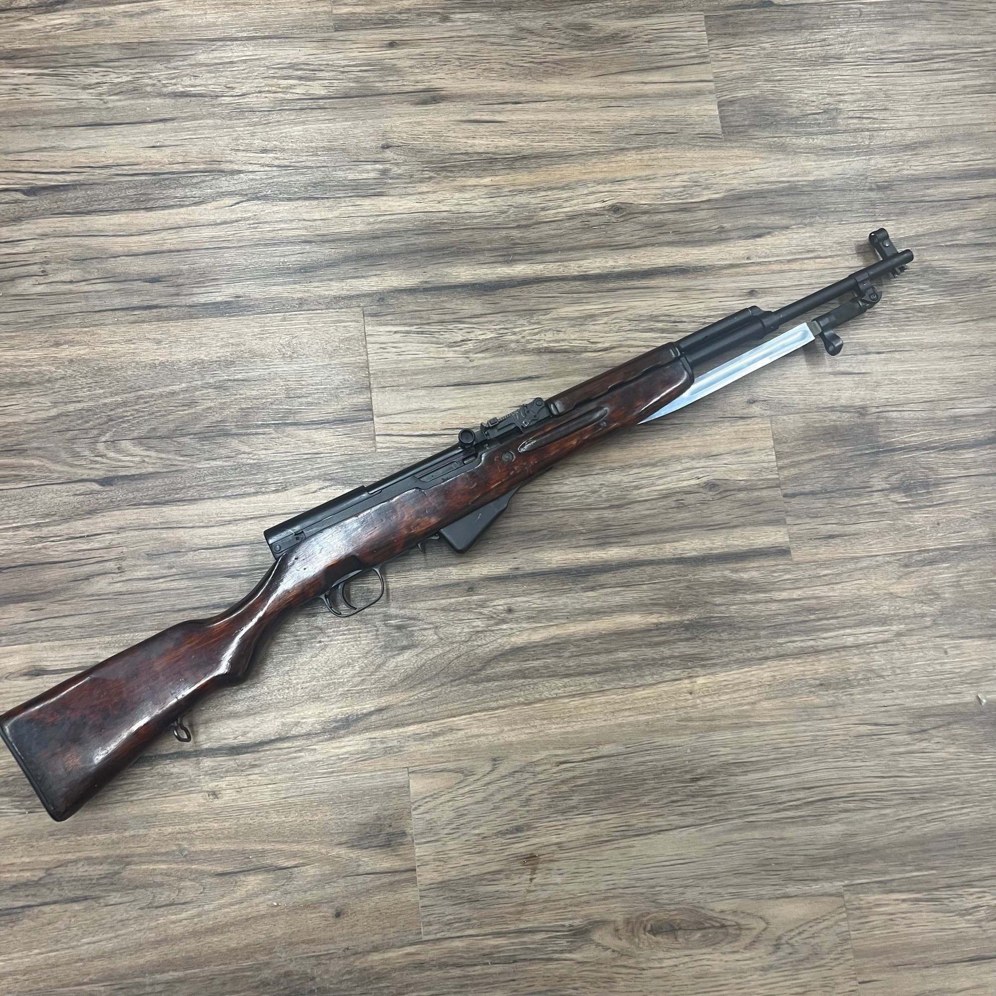 RUSSIAN SURPLUS RUSSIAN SKS RIFLE, 7.62X39, HARDWOOD STOCK, PRE-OWNED