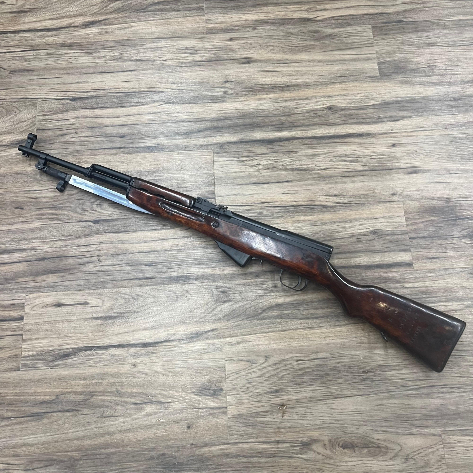 RUSSIAN SURPLUS RUSSIAN SKS RIFLE, 7.62X39, HARDWOOD STOCK, PRE-OWNED