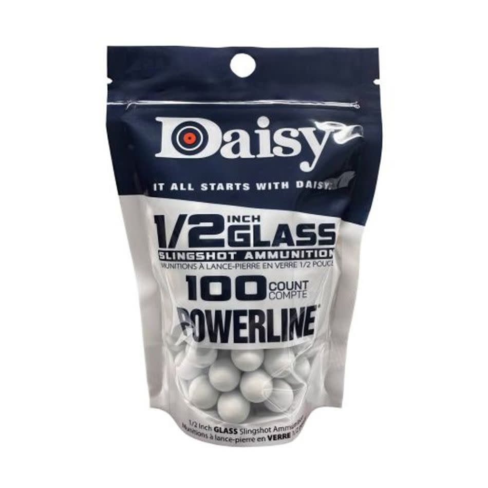 DAISY DAISY POWERLINE SLINGSHOT AMMUNITION, 1/2" GLASS BALL, 100 PACK