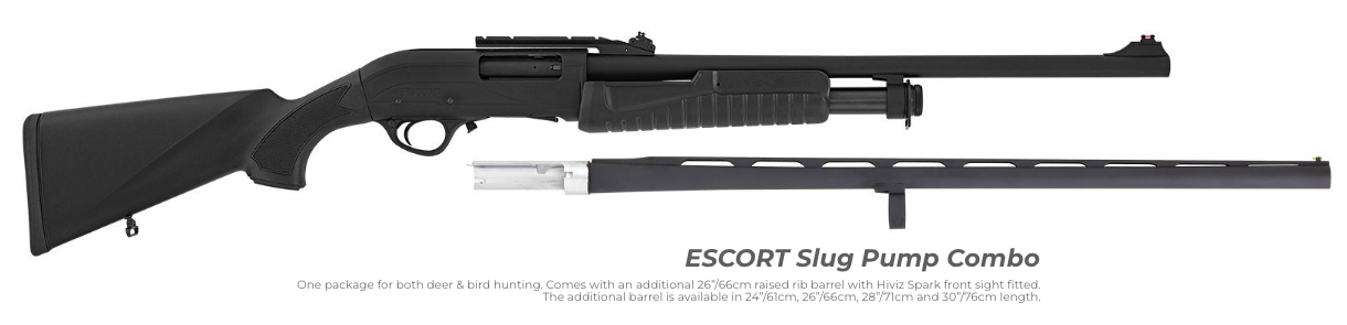 HATSAN HATSAN ESCORT SLUGPUMP SHOTGUN, 12 GA, 3", 20" RIFLED & 28" FIELD BARREL