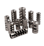 SALMON RIVER SOLUTIONS SRS TI PRO 2 SELF TIMING MUZZLE BRAKE, 30 CAL, 5/8-24, .860", .860" NUT, GARNET BLASTED