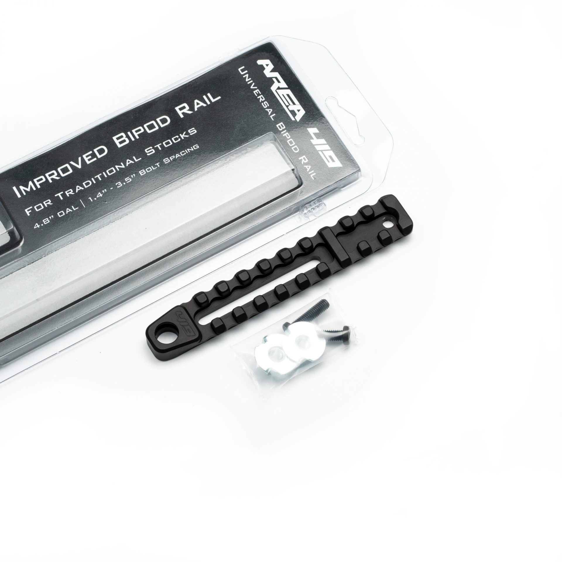 AREA 419 AREA 419 IMPROVED BIPOD RAIL, 4.8" LONG, 10 SLOT, SNAG FREE, BLACK