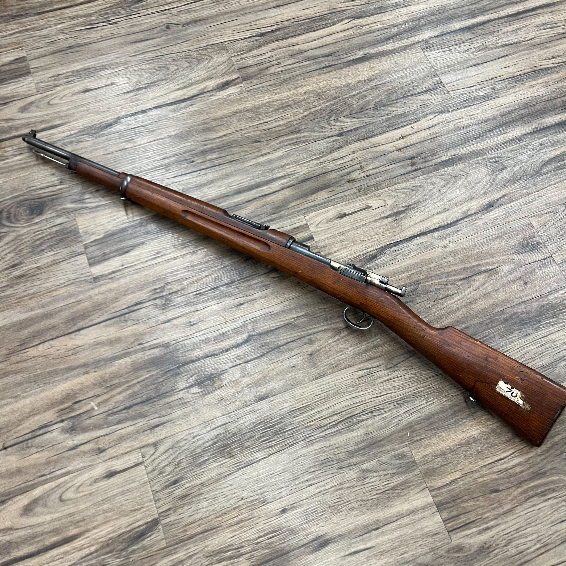 HUSQVARNA SWEDISH HUSQVARNA MAUSER M38 SHORT RIFLE, 6.5X55 SWEDISH, MISSING FRONT BARREL BAND, AS IS, PRE-OWNED