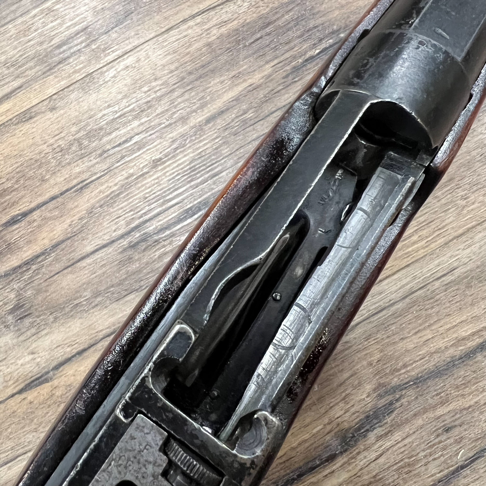 LEE ENFIELD ROF NO. 4 MK. 1, SPORTERIZED RIFLE, 303 BRITISH, UNFIREABLE, SOLD AS IS FOR PARTS, PRE OWNED