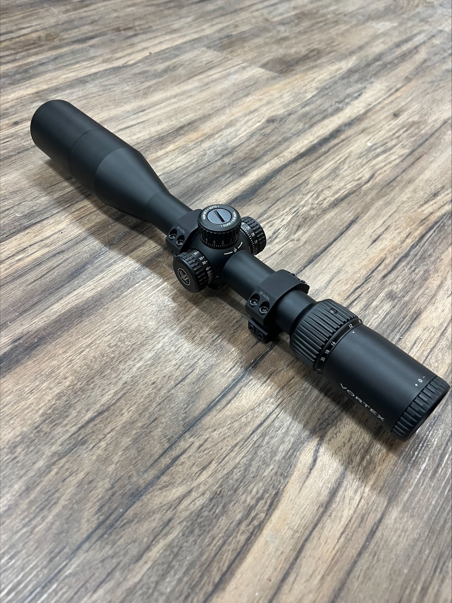 VORTEX VORTEX DIAMONDBACK TACTICAL RIFLESCOPE, 6-24X50, FFP, EBR-2C MOA RETICLE, PRE-OWNED, W/ RINGS