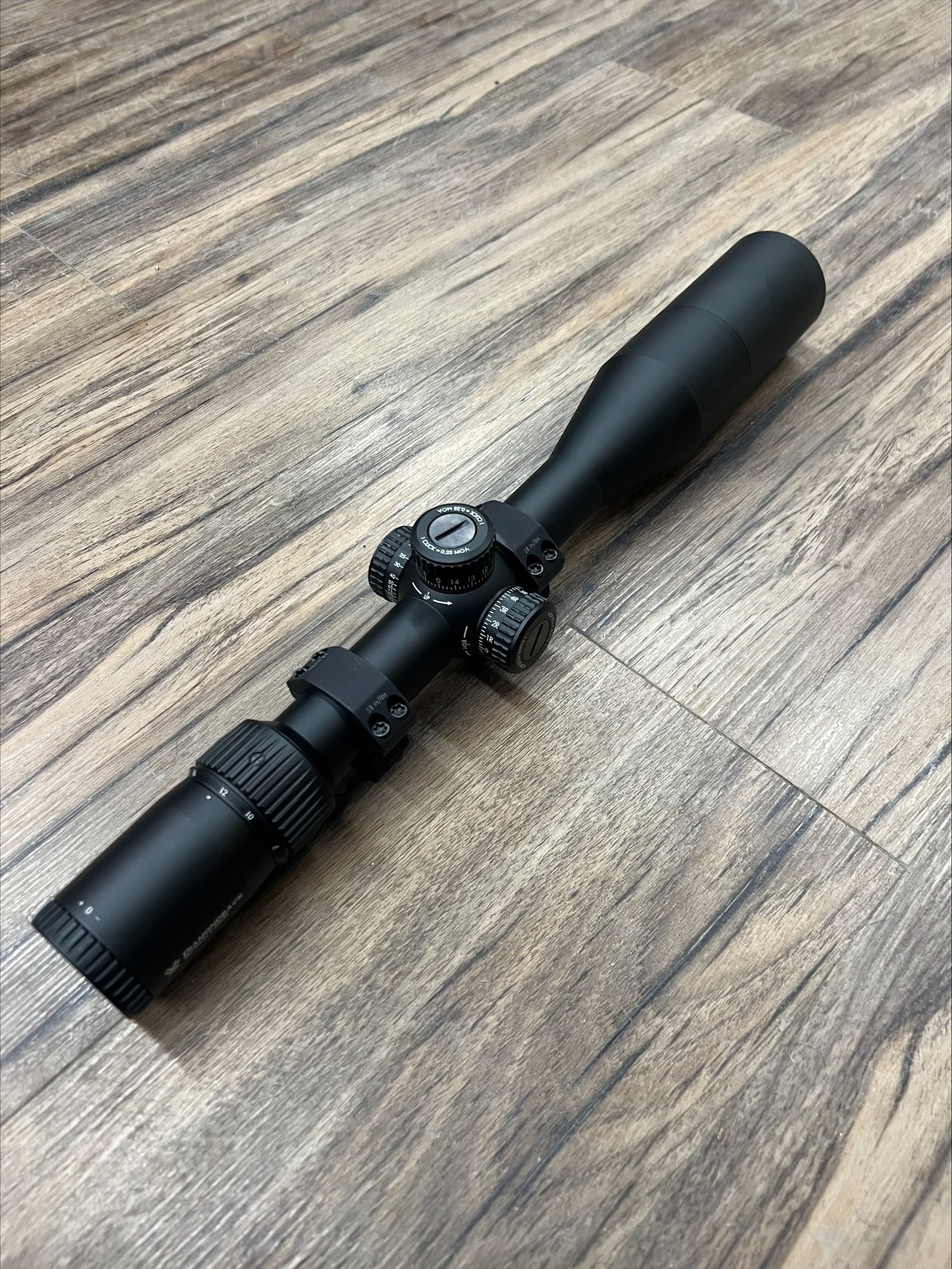 VORTEX VORTEX DIAMONDBACK TACTICAL RIFLESCOPE, 6-24X50, FFP, EBR-2C MOA RETICLE, PRE-OWNED, W/ RINGS
