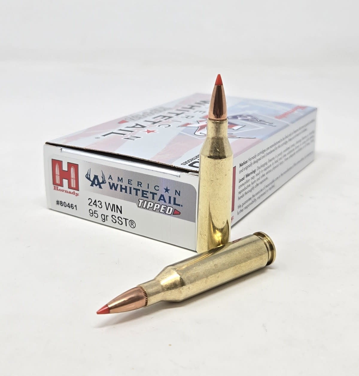 HORNADY AMERICAN WHITETAIL TIPPED AMMUNITION, 243 WIN, 95GR SST, 20 ROUNDS
