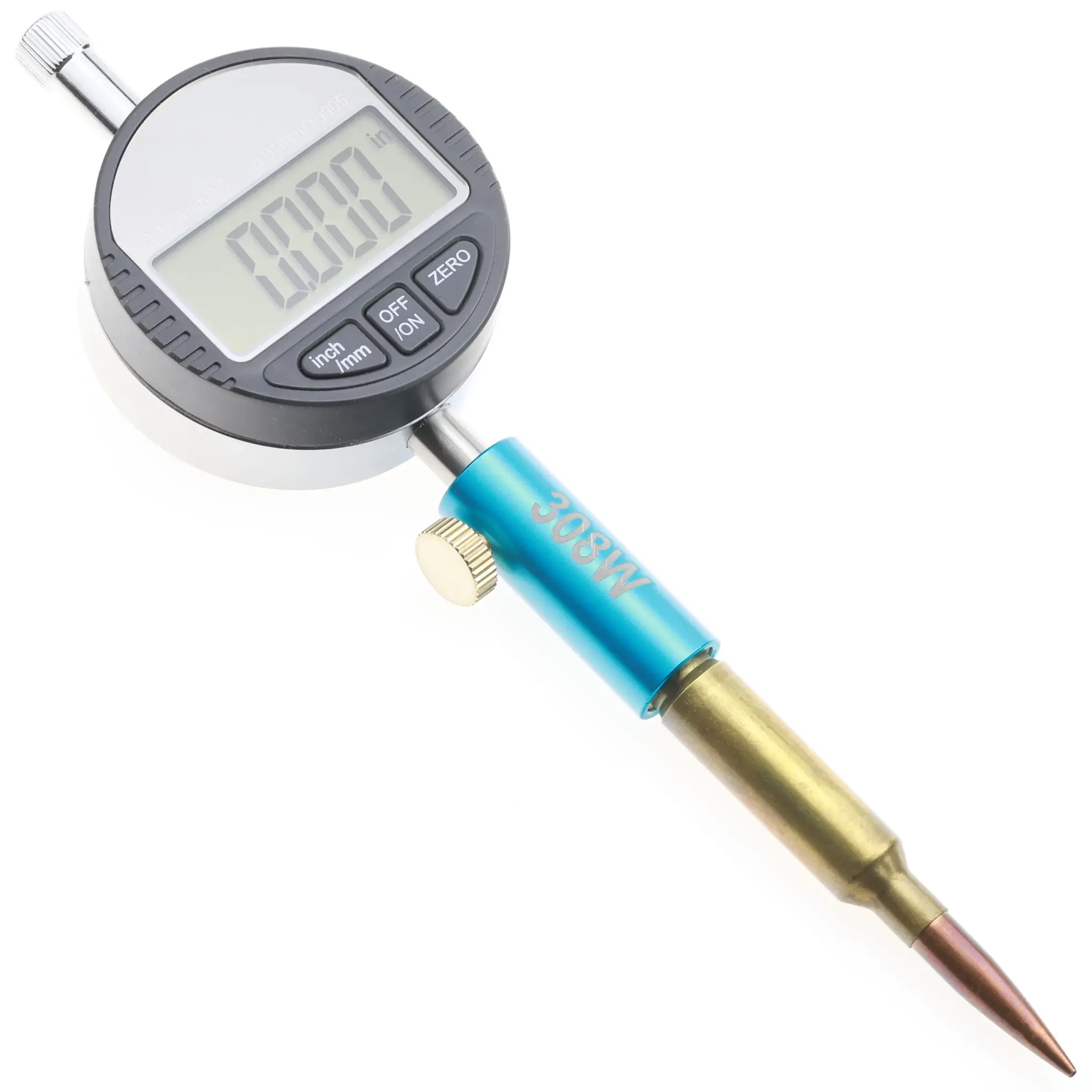 DERRACO ENGINEERING PRIMER DEPTH GAUGE KIT, 5 GAUGES, DIGITIAL DIAL INDICATOR, TUNGSTEN PROBE, & CALIBRATION BLOCK PIN