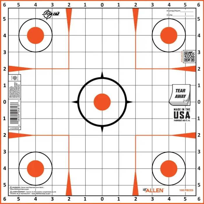 ALLEN ALLEN EZ AIM PAPER TARGET, SIGHT IN GRID, 12”, 100 PACK