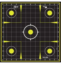 ALLEN ALLEN EZ AIM SPLASH REACTIVE PAPER SHOOTING TARGETS, SIGHT-IN GRID, PEEL AWAY PAD, 12.5” SQUARE, BLACK/CHARTREUSE, 30 PACK