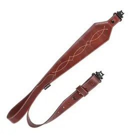 ALLEN ALLEN HERITAGE WESTERN SCALLOP LEATHER RIFLE SLING, BROWN