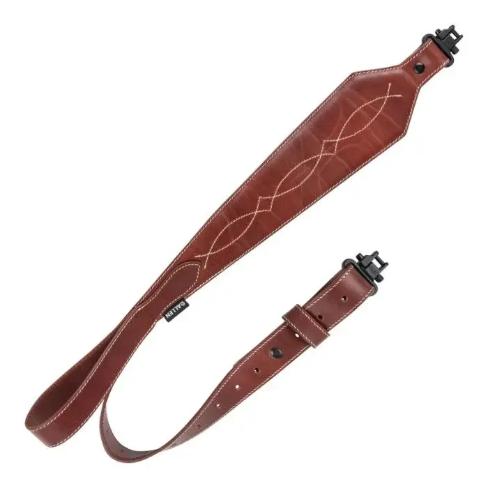 ALLEN ALLEN HERITAGE WESTERN SCALLOP LEATHER RIFLE SLING, BROWN