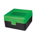 MTM MTM RIFLE FLIPTOP AMMO BOX, MEDIUM, 100 ROUND, CLEAR GREEN/BLACK