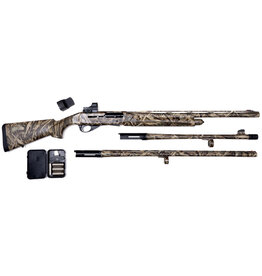 GIRSAN GIRSAN MC312 SEMI AUTO SHOTGUN, 12 GA, 3”, 3 BARREL COMBO W/ RED DOT, 28" VENT RIB & 24" TURKEY & 18.3" TACTICAL BARRELS CAMO