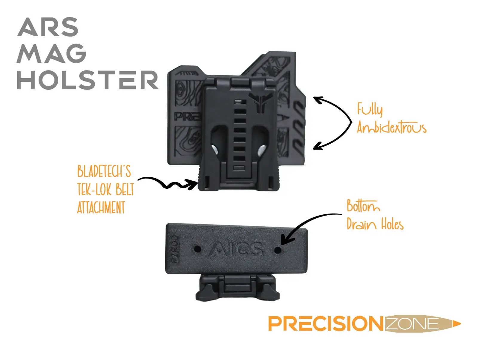 PRECISION ZONE ARS MAGAZINE HOLSTER, AICS, W/ TEK-LOK MOUNT