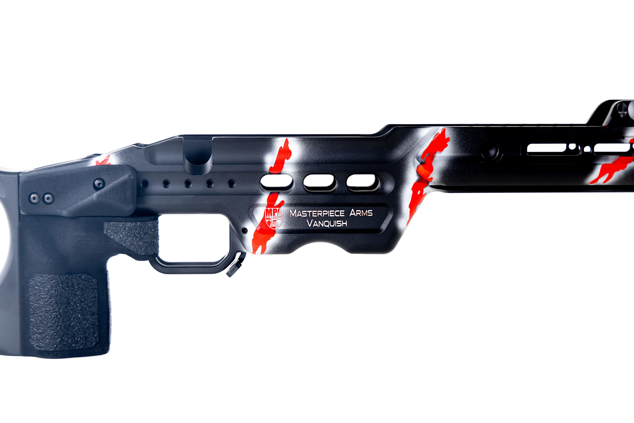 MPA VANQUISH CHASSIS,  REM 700, SA, 2 NESTING BRIDGES,  RH, STANDARD STOCK, BLACK