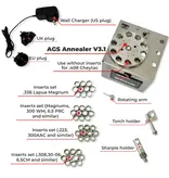 AGS BRASS ANNEALER 3.1, W/ 4 SETS OF INSERTS, 2 TORCH HOLDERS, MARKER HOLDER & POWER SUPPLY