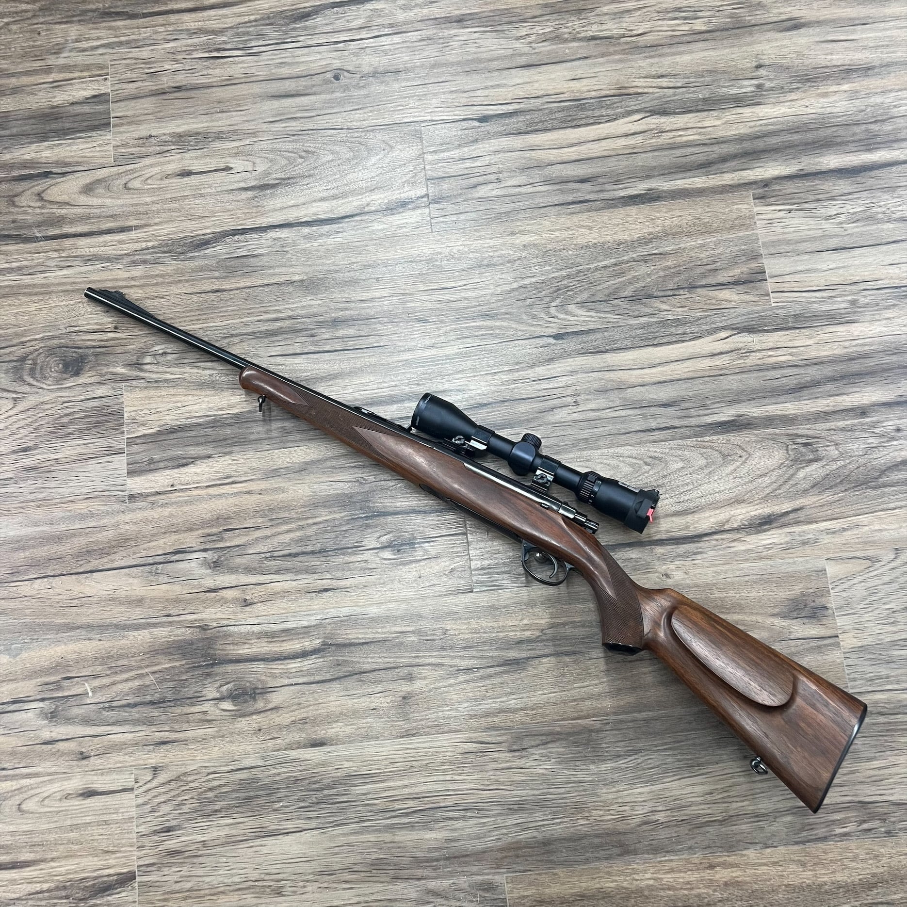 HUSQVARNA AB RIFLE, 308 WIN, WOOD STOCK, W/ BUSHNELL TROPHY XLT 3-9X40 SCOPE, PRE-OWNED
