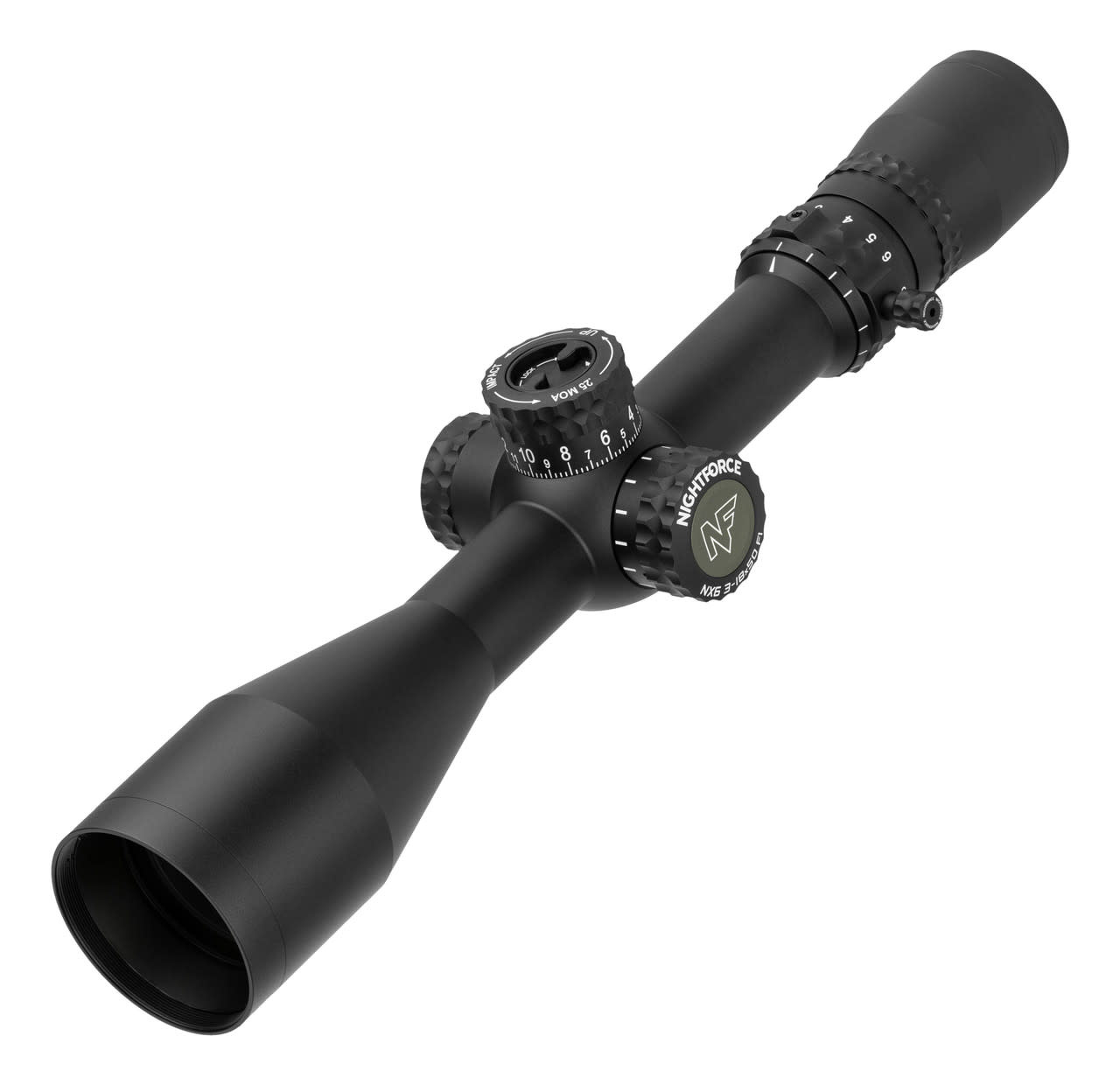 NIGHTFORCE NIGHTFORCE NX6 F1 RIFLESCOPE, 3-18X50, FFP, MIL-XT, MRAD