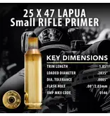 ALPHA MUNITIONS BRASS, 25x47 LAPUA, SRP, 100 COUNT