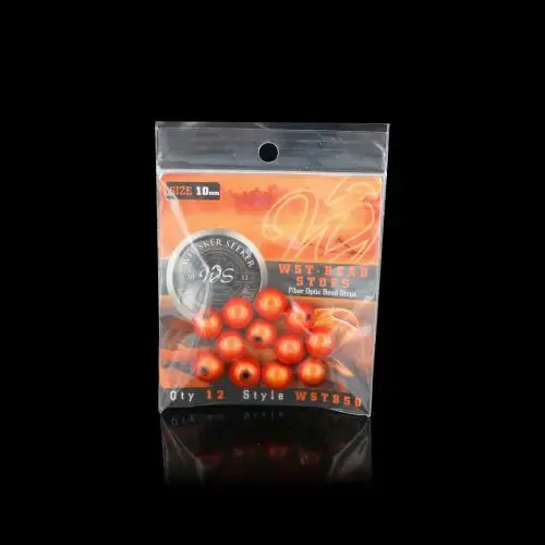 WHISKER SEEKER TACKLE WHISKER SEEKER TACKLE FIBER OPTIC BEAD STOPS, ORANGE, PACK OF 12