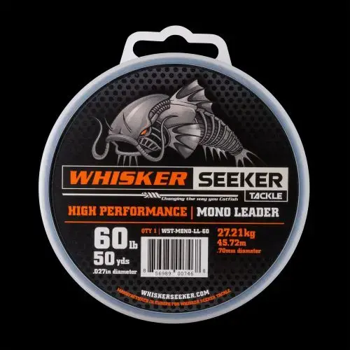 WHISKER SEEKER TACKLE WHISKER SEEKER TACKLE MONO LEADER LINE, 60LB, 50YDS, CLEAR