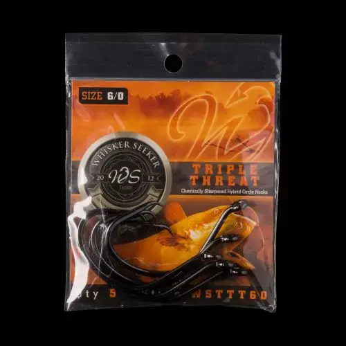 WHISKER SEEKER TACKLE WHISKER SEEKER TACKLE TRIPLE THREAT HYBRID CIRCLE HOOKS, 6/0, PACK OF 5