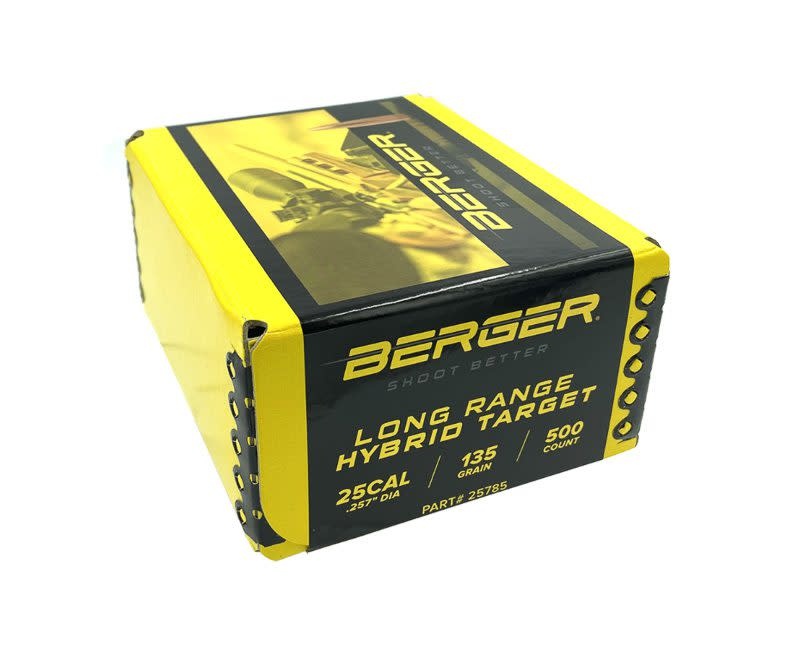 BERGER BERGER MATCH HYBRID TARGET BULLETS, .257",135GR, 500 PACK