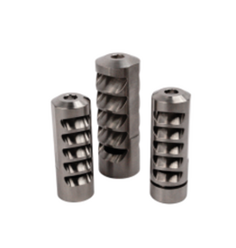 SALMON RIVER SOLUTIONS SRS SS PRO 5 SELF TIMING MUZZLE BRAKE, 6.5MM, 5/8-24, .1.200", .1" NUT, POLISHED