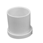 Pot, Gloss White Cylinder w Saucer 3 in