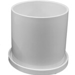 Pot, Gloss White Cylinder w Saucer 6.5 in
