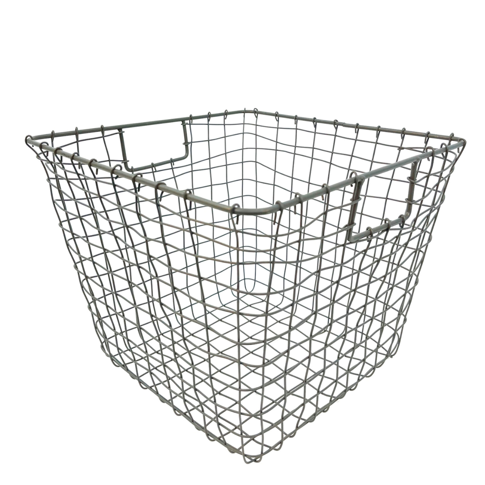 Basket, Grey Wire Sq. 13in