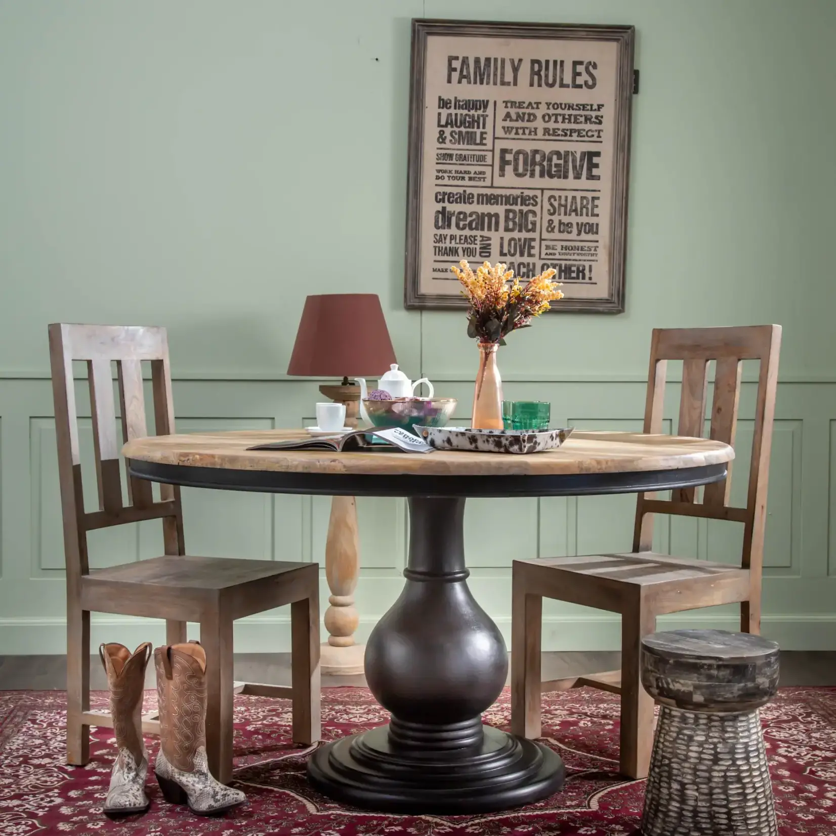 Table, Wooden Pedestal Dining