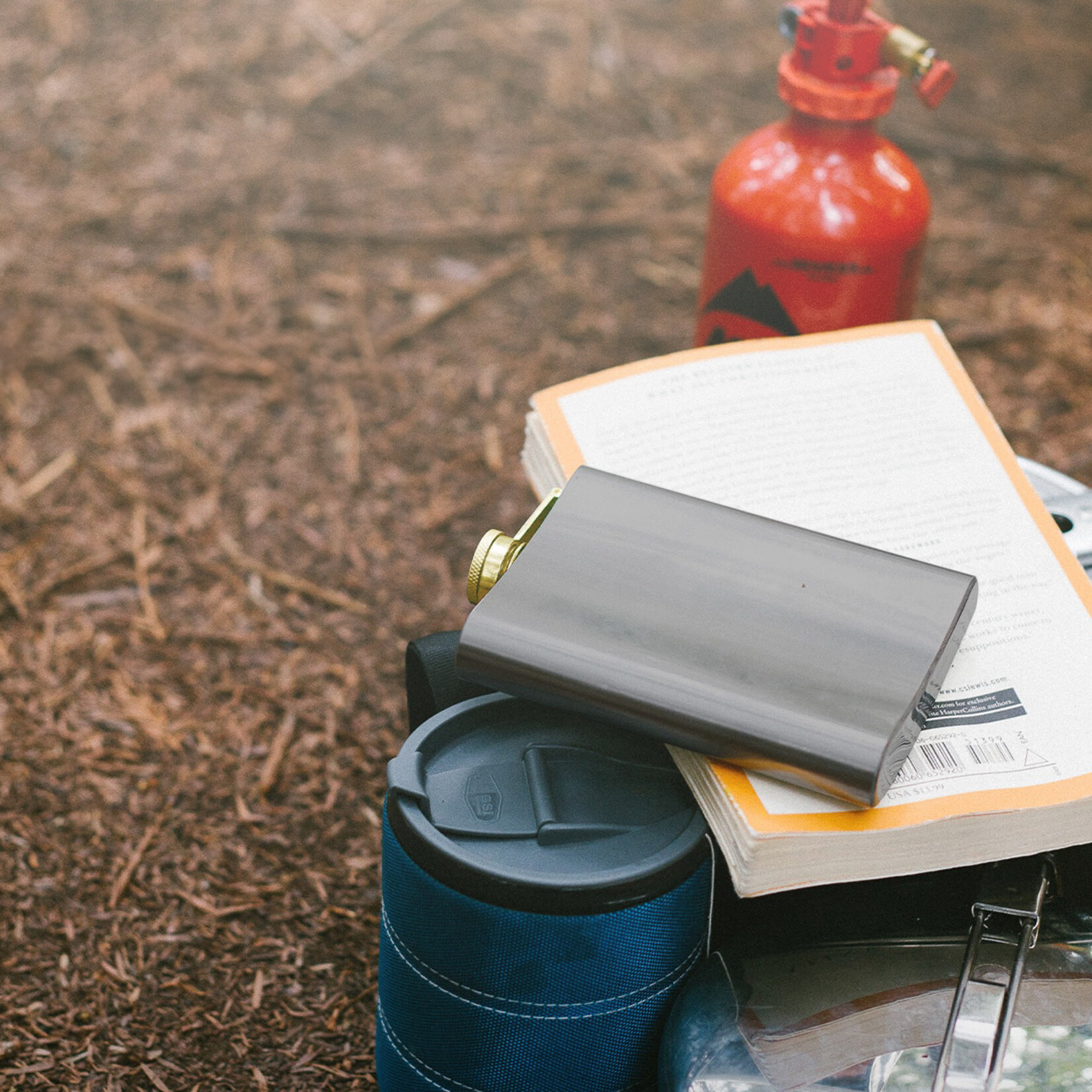Flask, Black w/Brass Lid