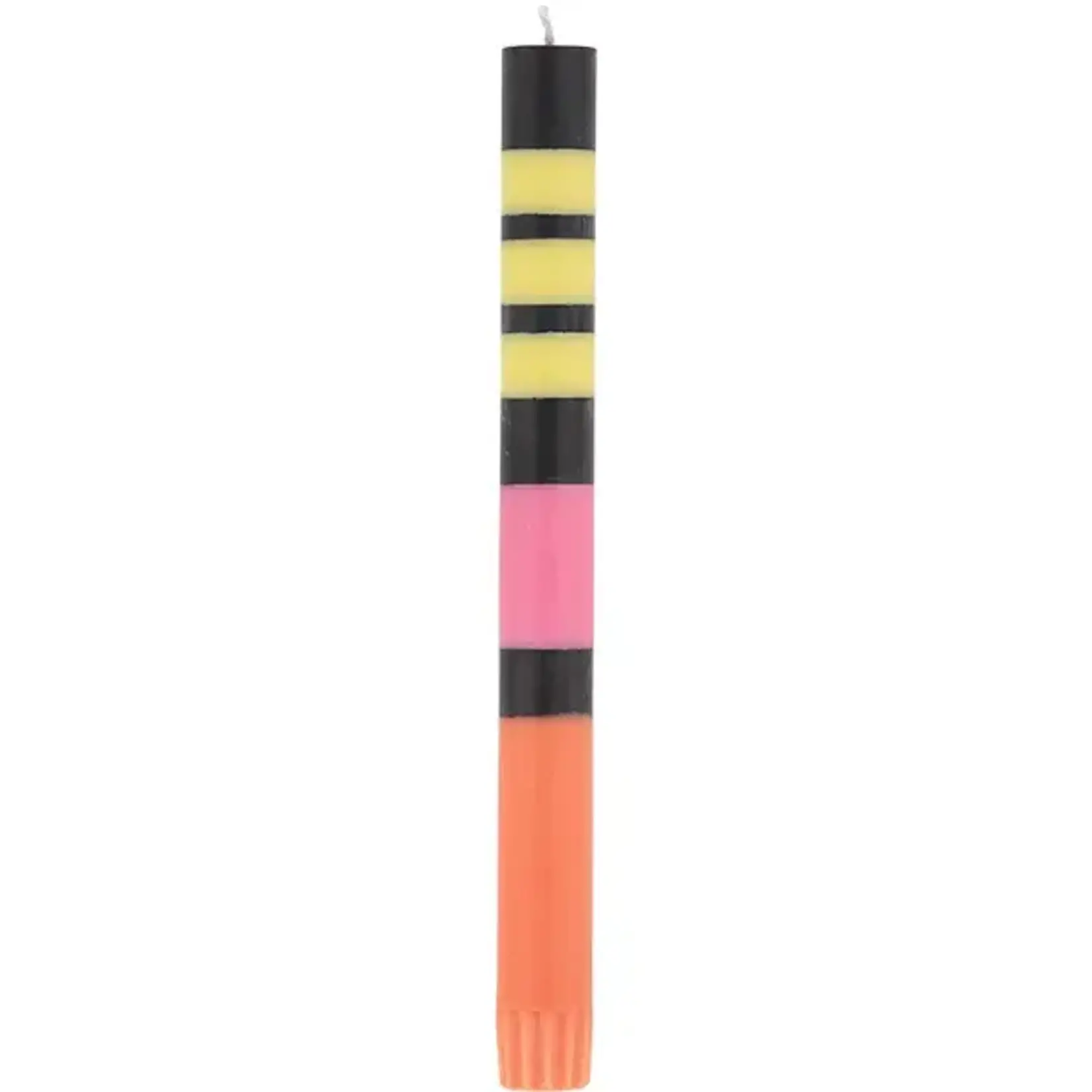 Candle, Striped Dinner 4pc Orange