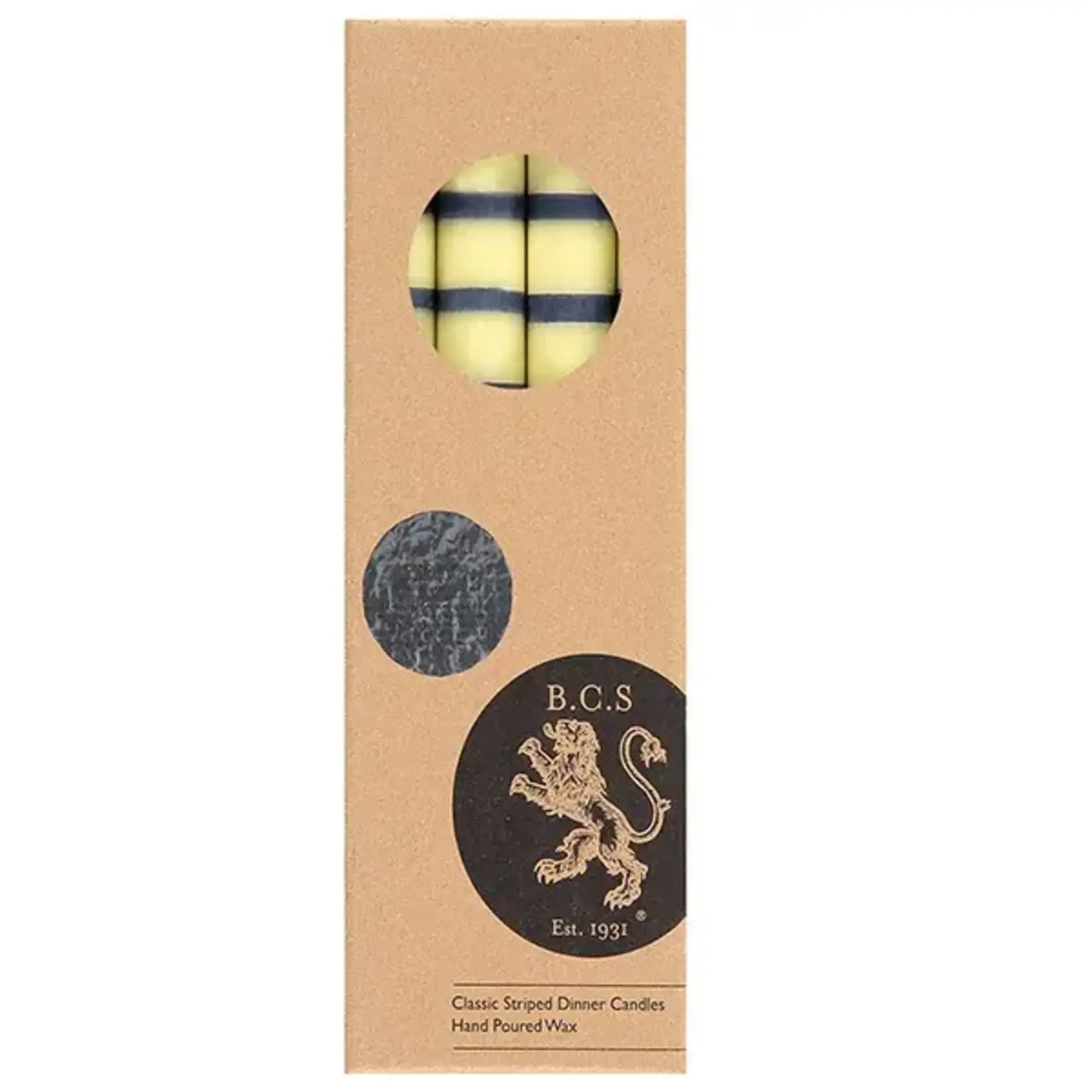 Candle, Striped Dinner 4pc Green
