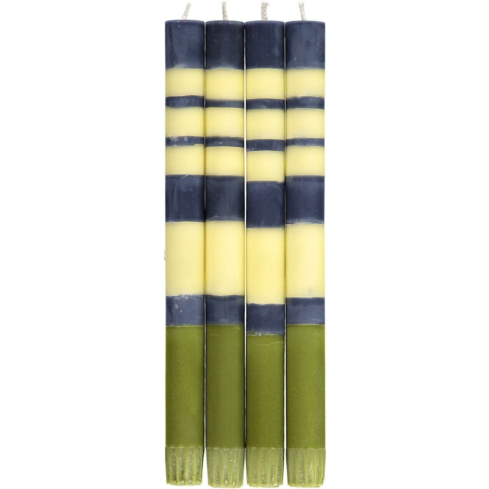 Candle, Striped Dinner 4pc Green