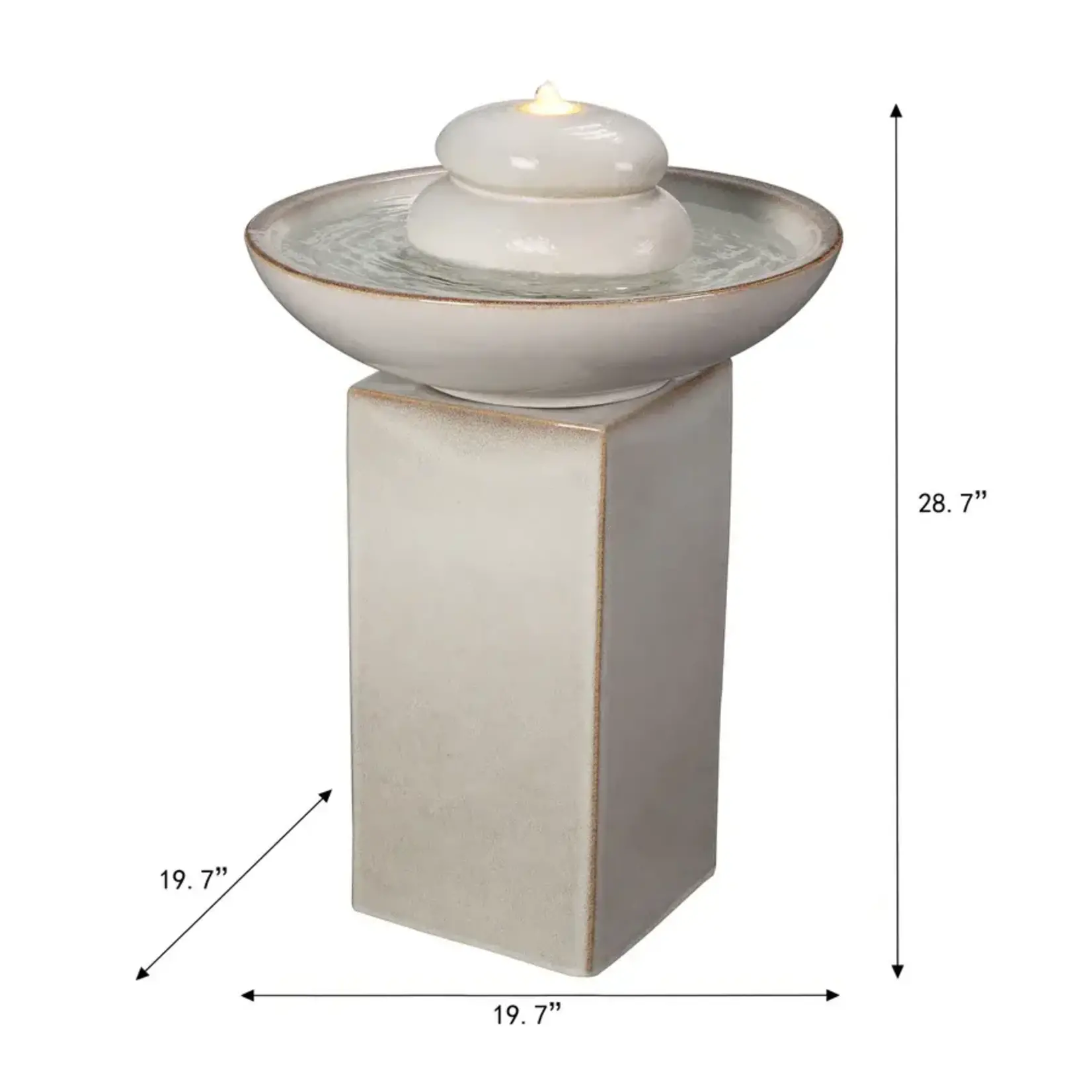 Fountain, Ceramic Ivory with Lights